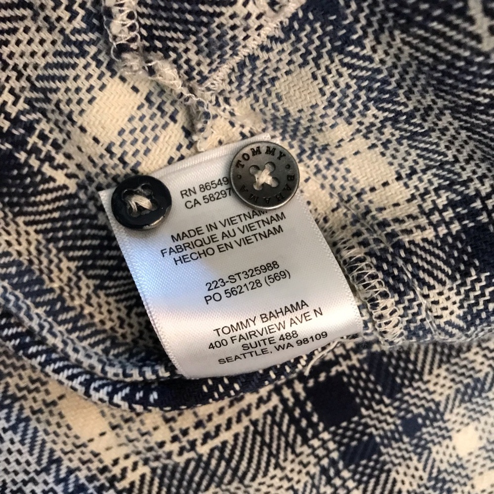 Tommy Bahama Heavyweight Flannel Shirt Mens Size XXL Plaid Blue White Cotton - Picture 13 of 14